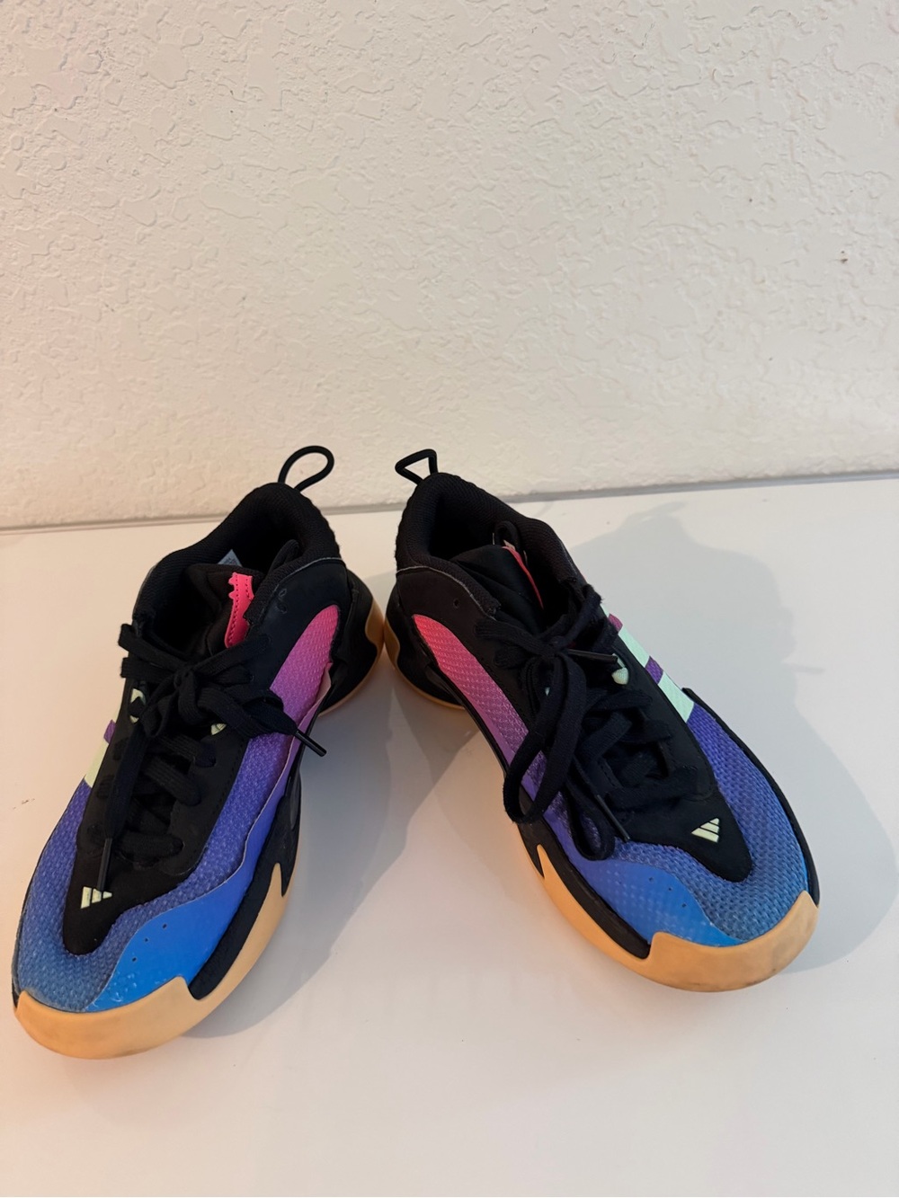 adidas Kids Gradient Blue-Purple Athletic Shoes with Pink and Black Accents